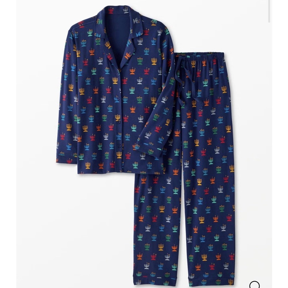 Hanna Andersson Women M Holiday Long Sleeve Pajama HannaSoft Rainbow Hanukkah 2P